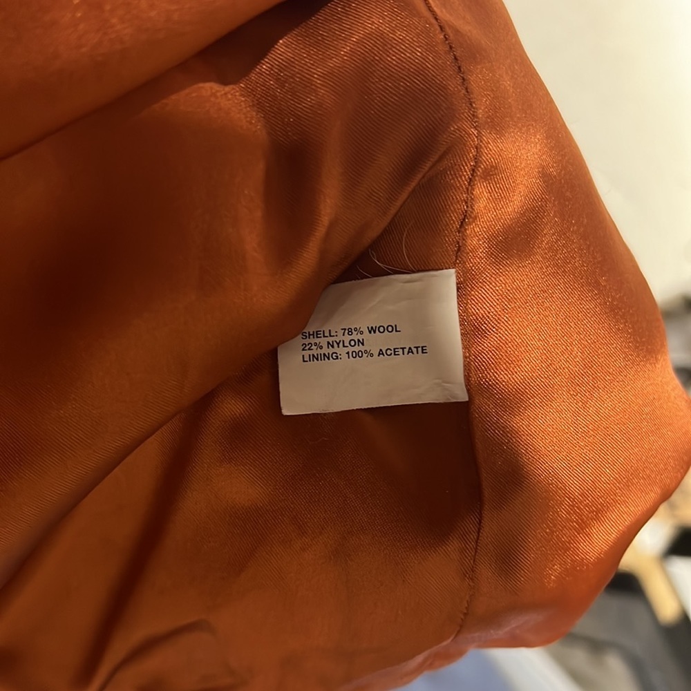 Gap Long Sleeve Full Zip Orange Jacket Toggle Pea Coat Wool Blend Womens M - Picture 10 of 12